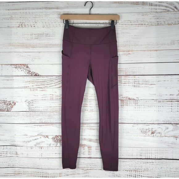 PureLux by Fabletics Plum Leggings Women's Small Yoga Pants w/ Pockets - Picture 1 of 11